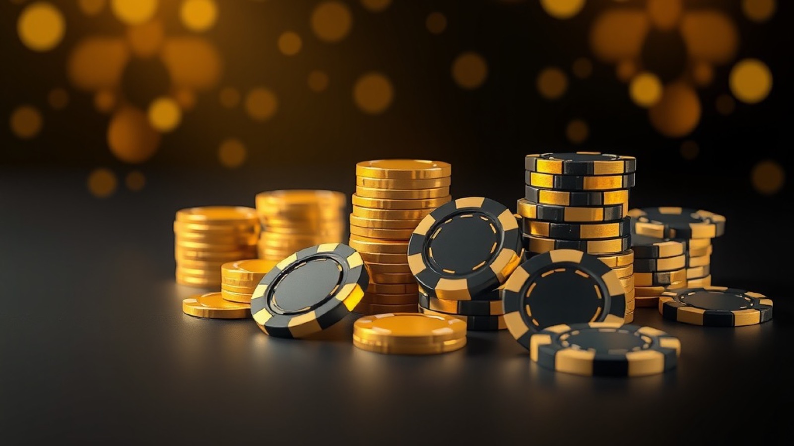 CT999 customer service with gold chips and cyan rim light on a dark casino floor